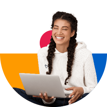 smiling girl with laptop