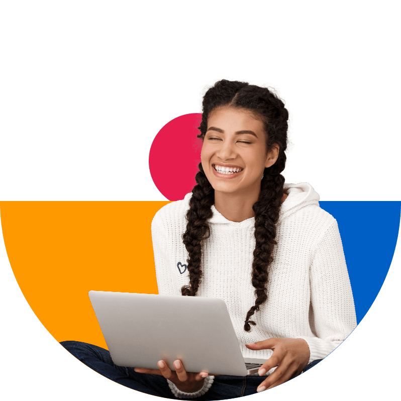 smiling girl with laptop